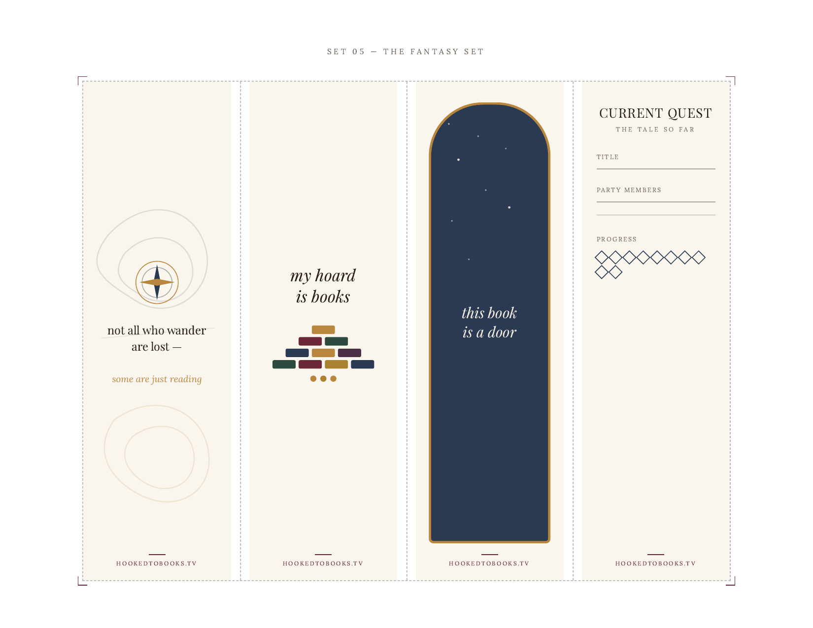 The Fantasy Set printable bookmarks