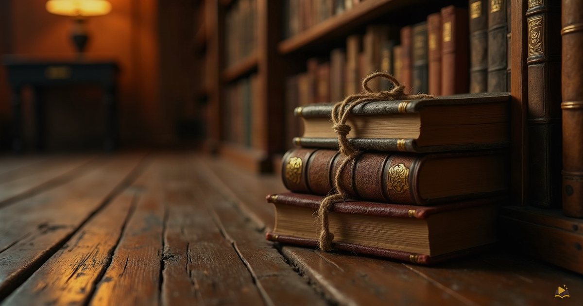 A lamplit reading scene (old hardcovers) for How to Find Any Book's Reading Level (Lexile, AR & F&P Explained)