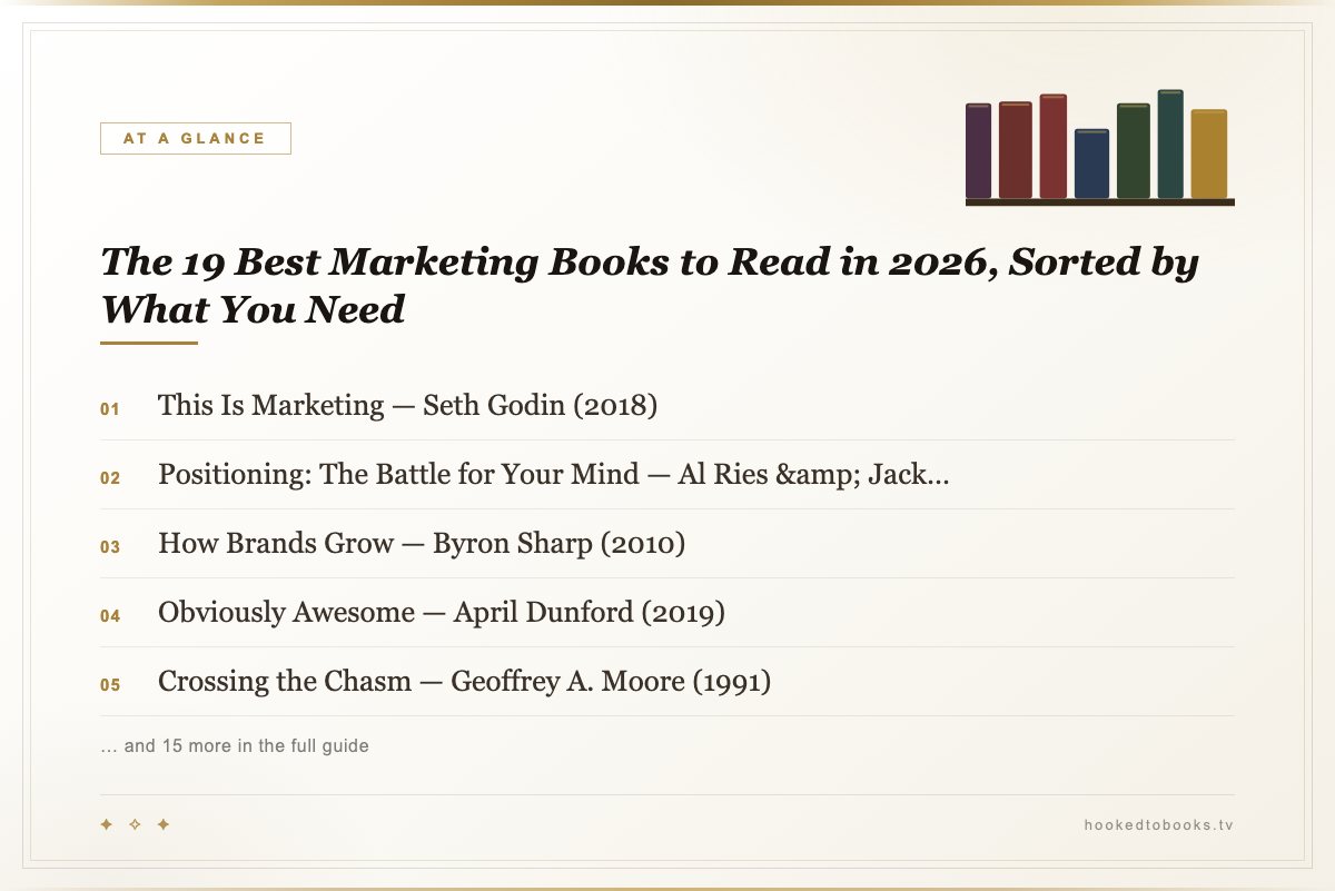 At a glance: top picks from The 19 Best Marketing Books to Read in 2026, Sorted by What You Need