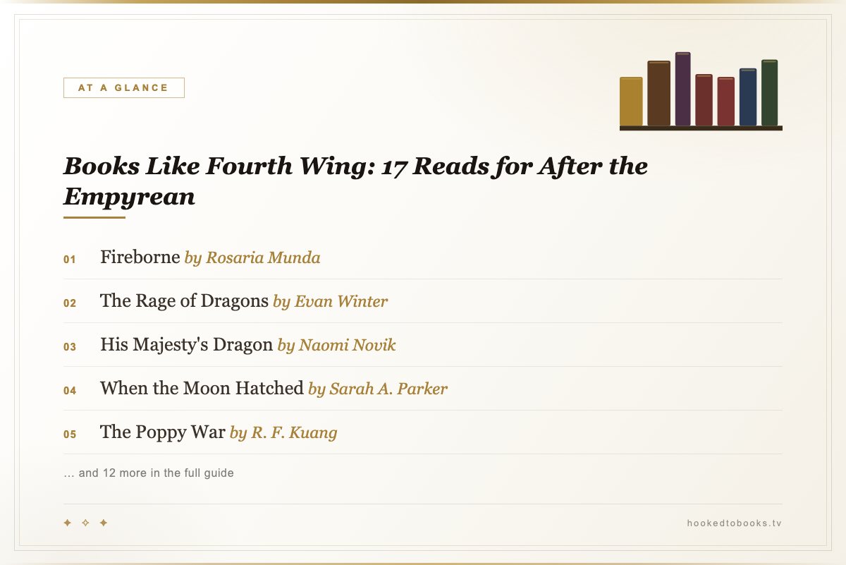 Out Poppy Inlines 17 Books Like Fourth Wing (2026): Dragons, Spice, YA Picks