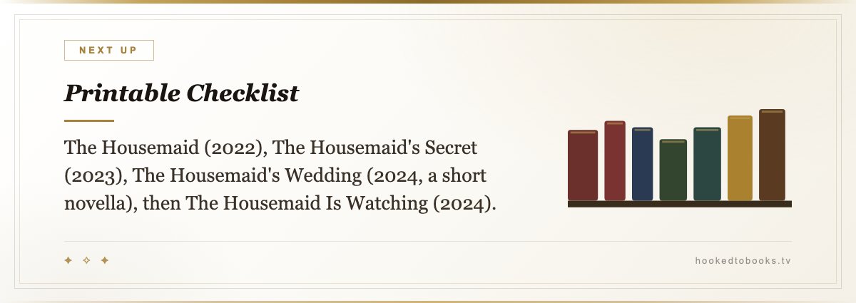 Printable Checklist — The Housemaid (2022), The Housemaid's Secret (2023), The Housemaid's Wedding (2024, a short novella), then The Housemaid Is Watching (2024).